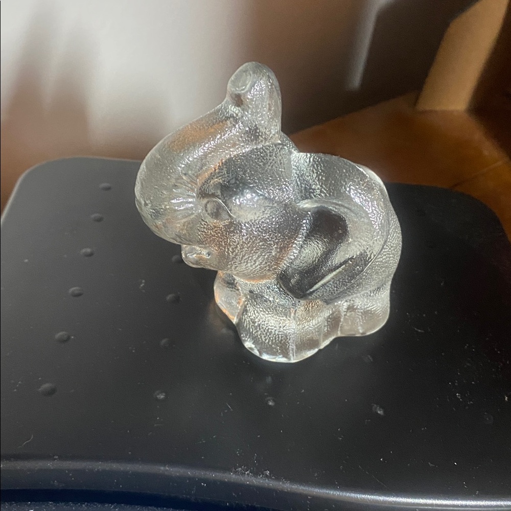 Goebel Elephant Clear Textured Glass Paperweight Made in W. Germany Vintage